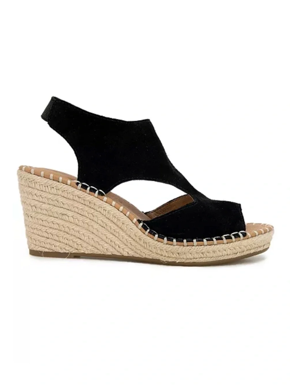 Gentle Souls Black Suede Espadrille Wedge Sandals | Comfort Platform | Size 11M